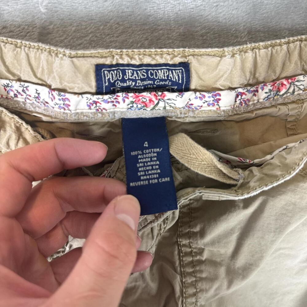 Polo Jeans Co. vintage Women's Tan Cotton Cargo Shorts Distressed size 4 b15 - Picture 3 of 8